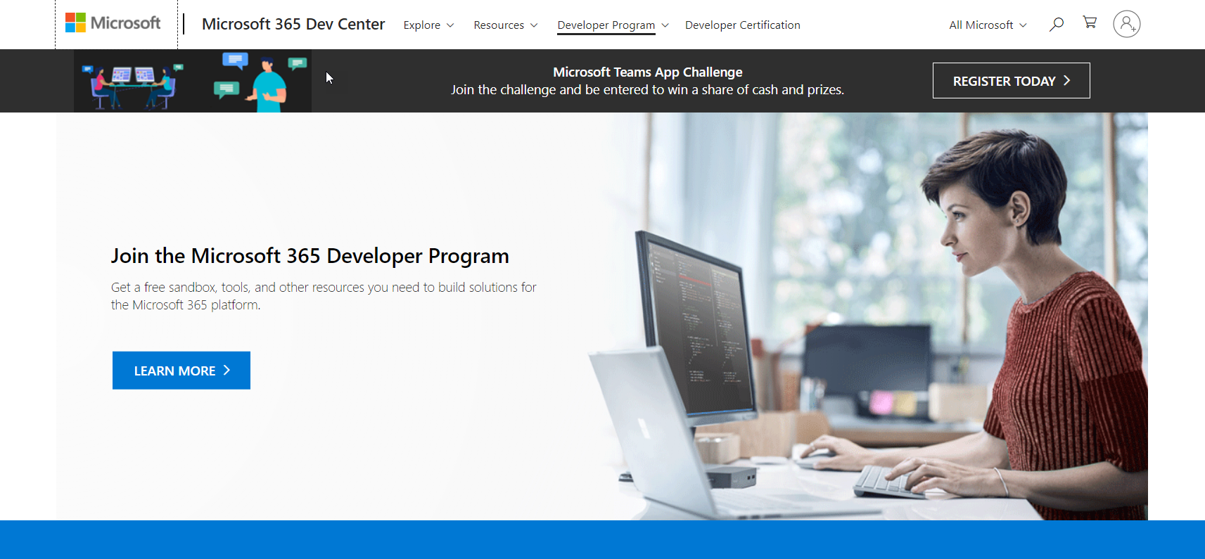 Developer Program - Microsoft 365 Webpage Preview Image