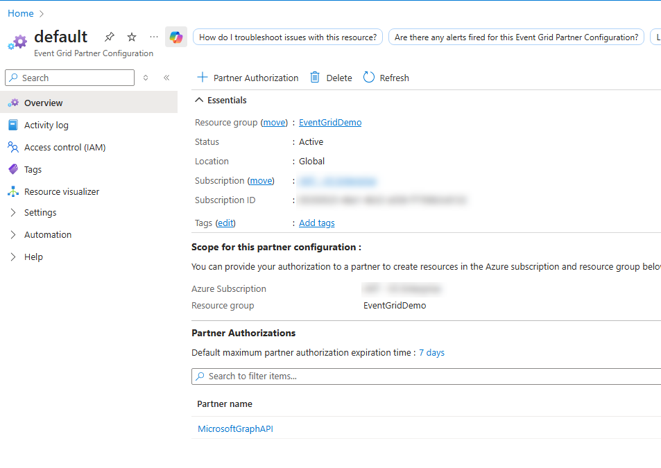 Add Event Grid Partner Configuration as an Azure Resource: Complete Preview Image