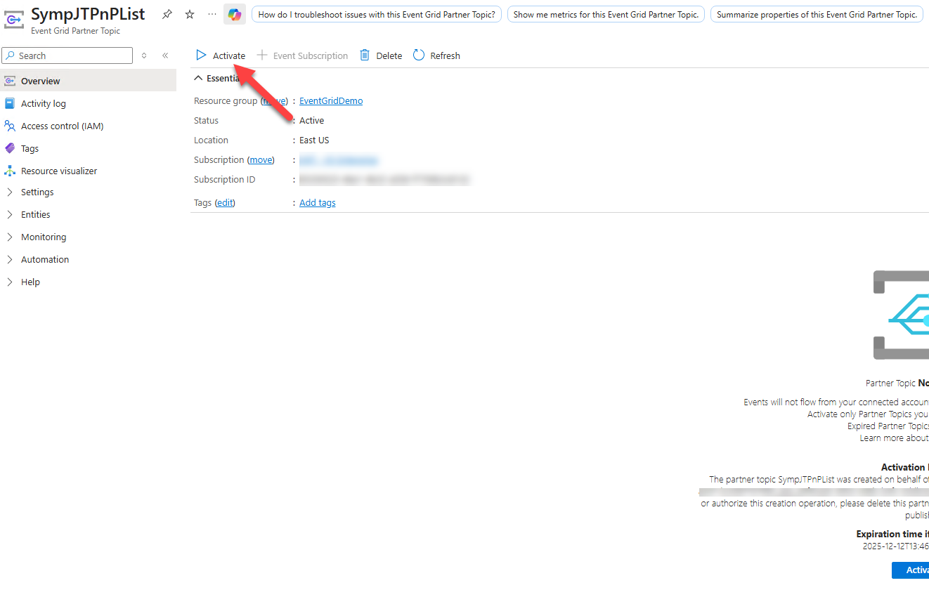 Activate the partner topic Preview Image